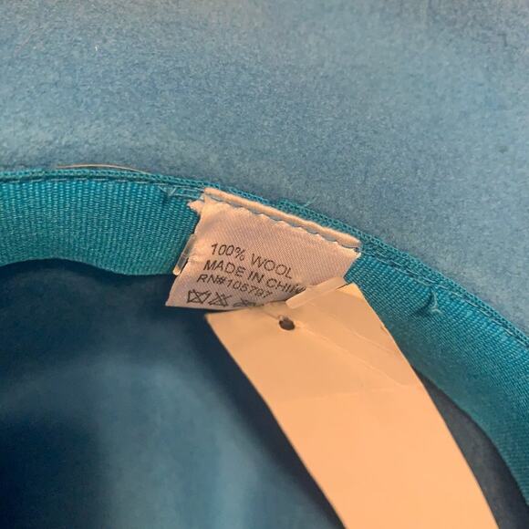 NWT DEADSTOCK VINTAGE 90'S 100% WOOL FLOPPY BLUE HAT HIPPIE BOHO - Picture 5 of 8